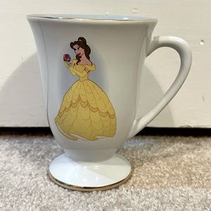 ~Tale as old as time Belle Gold Trim Footed Disney Store Mug *EUC*